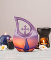 10-inch sail boat theme urn with cross drop design, 