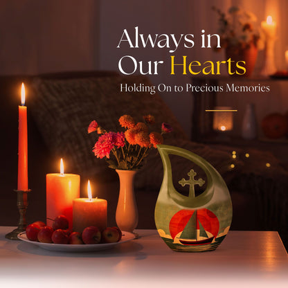 10-inch Sail Boat Urn with Cross Drop Design 