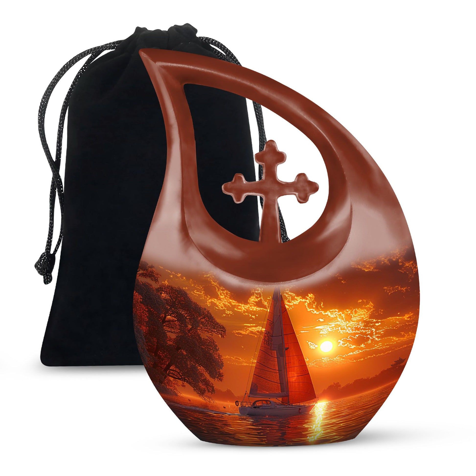 Sail Boat Memorial Urn - Small Keepsake Urns For Human Ashes