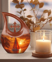 10-inch Sail Boat Urn with Cross Drop design,