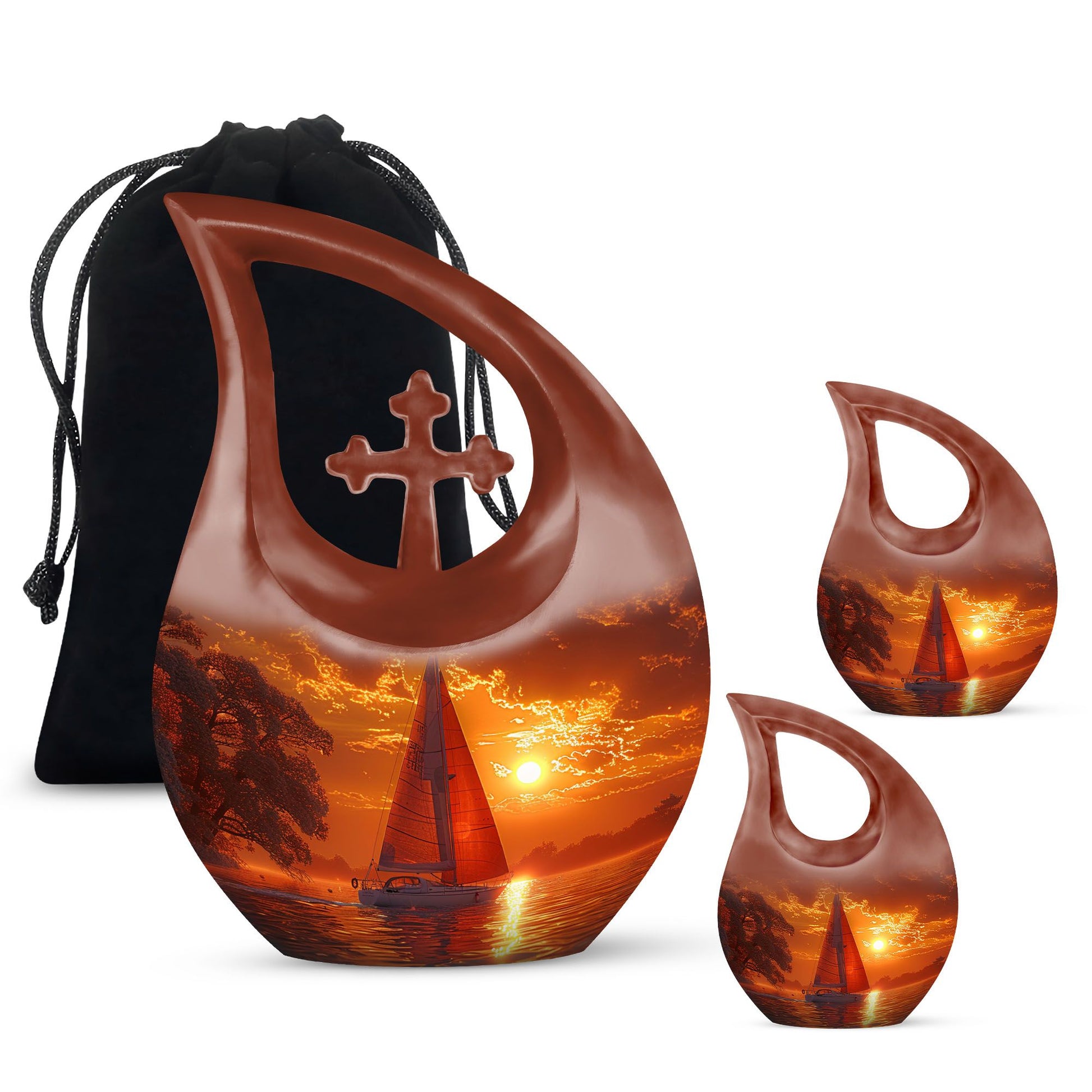 Sail Boat Memorial Urn - Small Keepsake Urns For Human Ashes