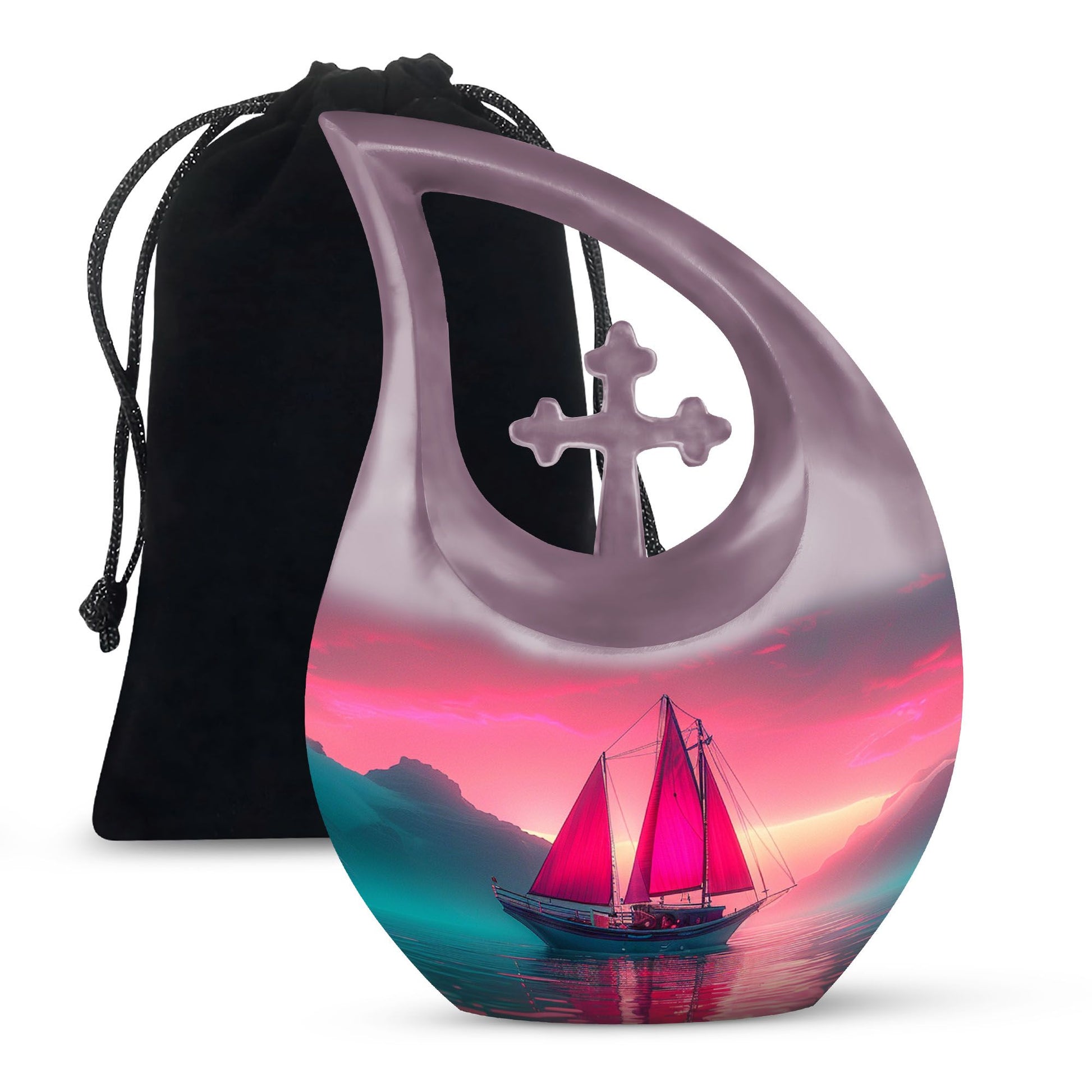 10-inch Sail Boat Urn with Cross Drop design