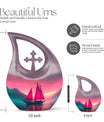 10-inch Sail Boat Urn with Cross Drop design