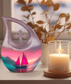 10-inch Sail Boat Urn with Cross Drop design