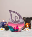 10-inch Sail Boat Urn with Cross Drop design