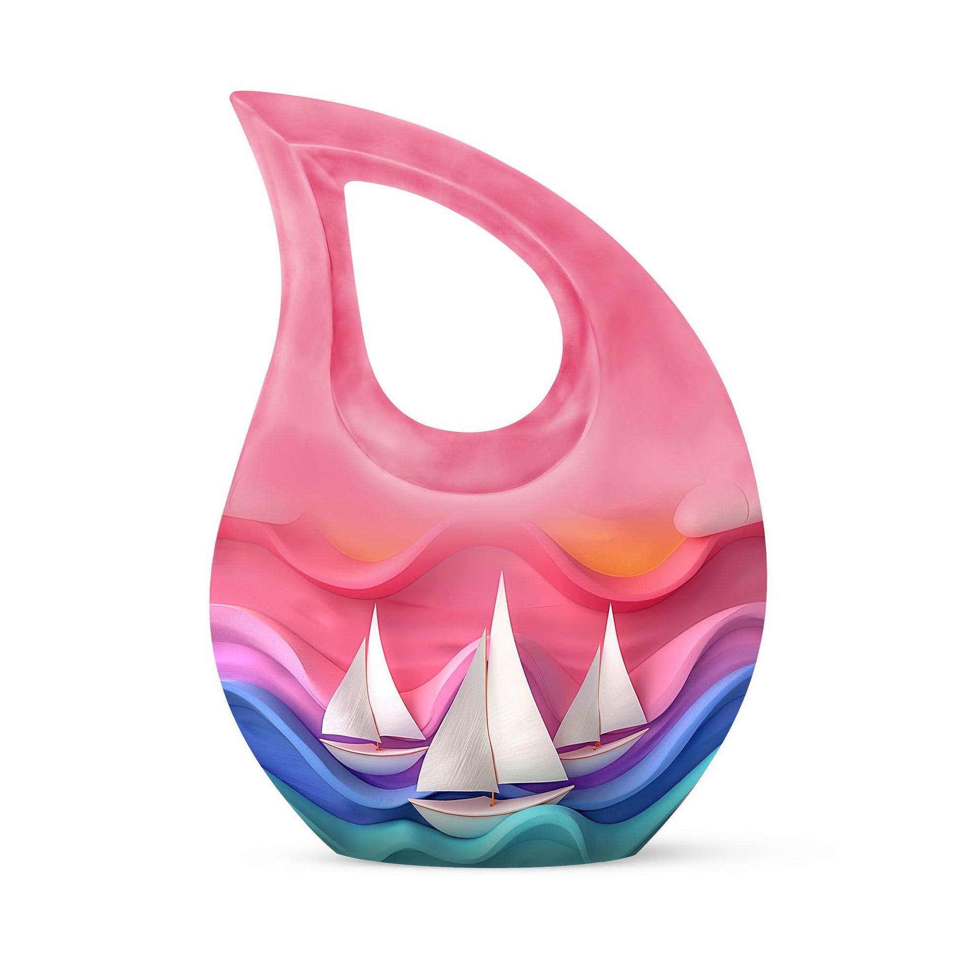 Sail Boat Memorial Urn - Pink Cremation Urn For Human Ashes For Adult