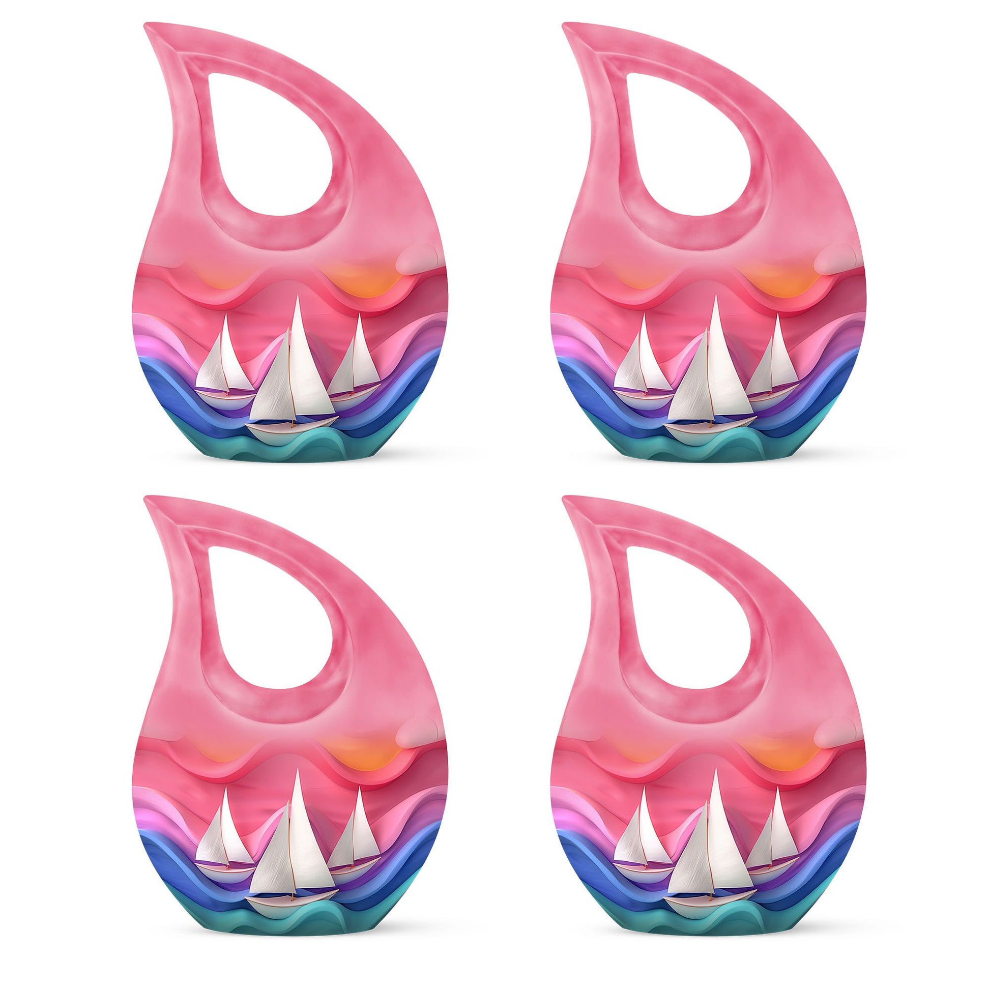 Sail Boat Memorial Urn - Pink Cremation Urn For Human Ashes For Adult