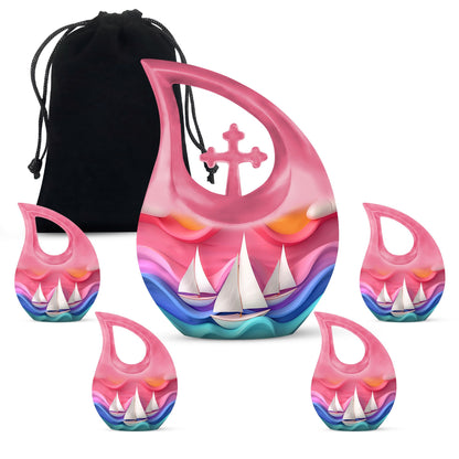 Pink Personalized Religious Cremation Urn for Adult - 10-inch, 200 cu in - Yatskia