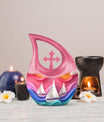 10 inch sail boat urn with cross drop design,
