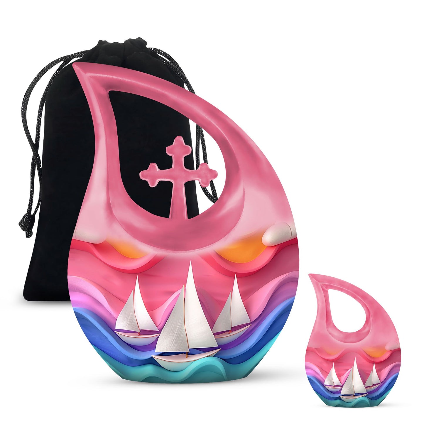 Pink Personalized Religious Cremation Urn for Adult - 10-inch, 200 cu in - Yatskia