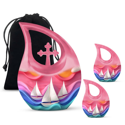Pink Personalized Religious Cremation Urn for Adult - 10-inch, 200 cu in - Yatskia