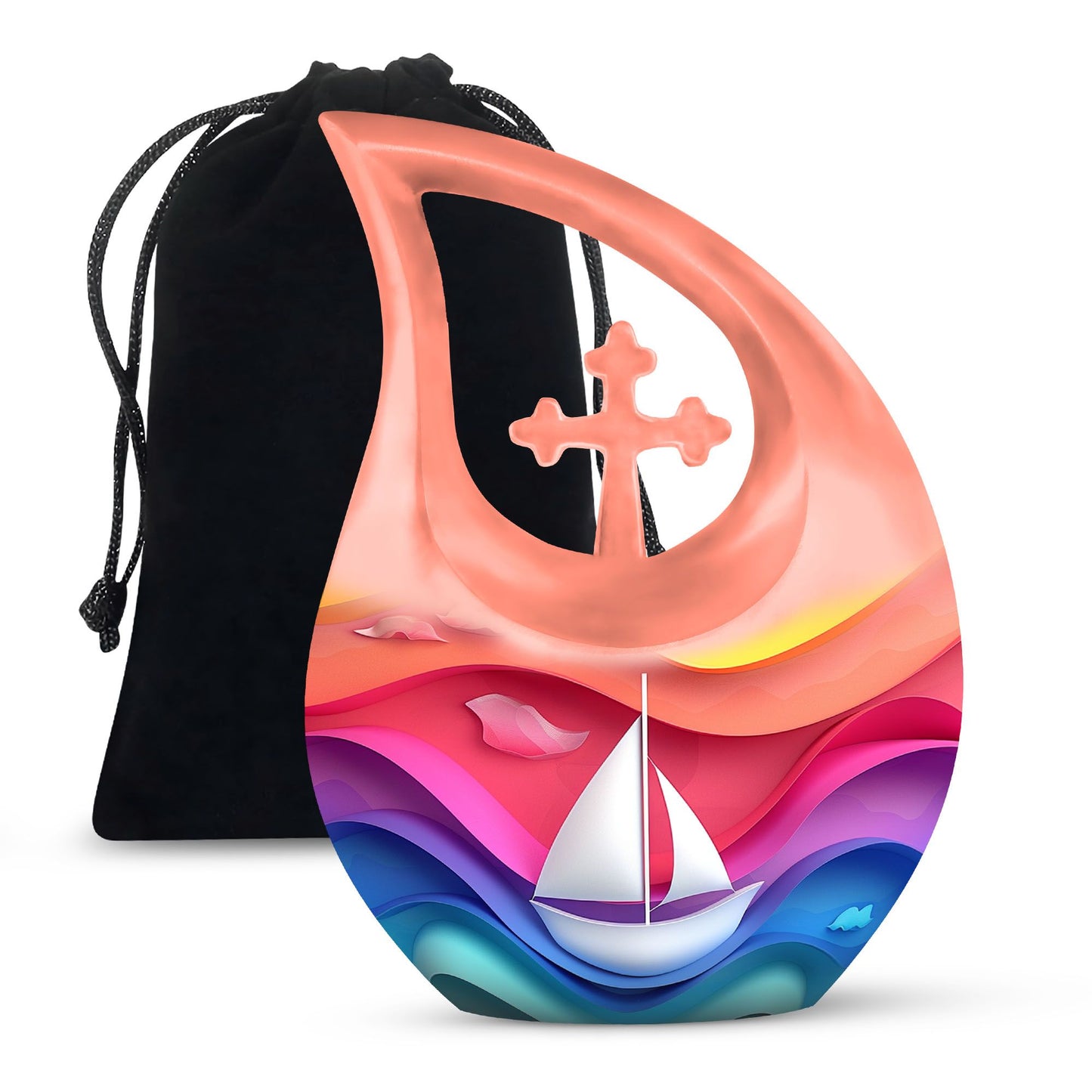 Sail Boat Theme Large Urn 10 Inch