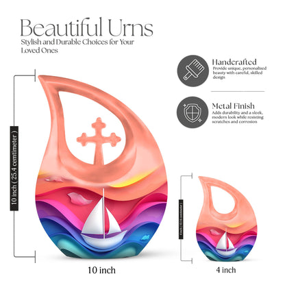10-inch Sail Boat Urn, Large Cremation Urn 