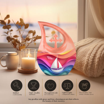 10-inch Sail Boat Urn, Large Cremation Urn 