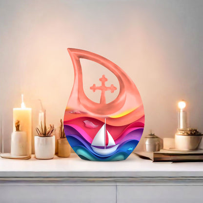 10-inch Sail Boat Urn, Large Cremation Urn 