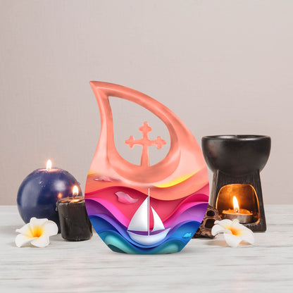 10-inch Sail Boat Urn, Large Cremation Urn 