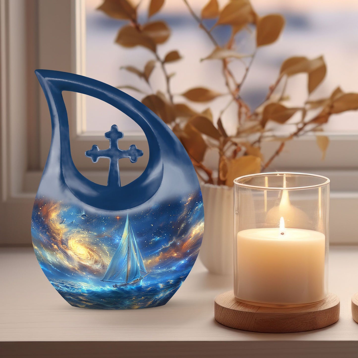 10-inch Pink Sail Boat Urn 