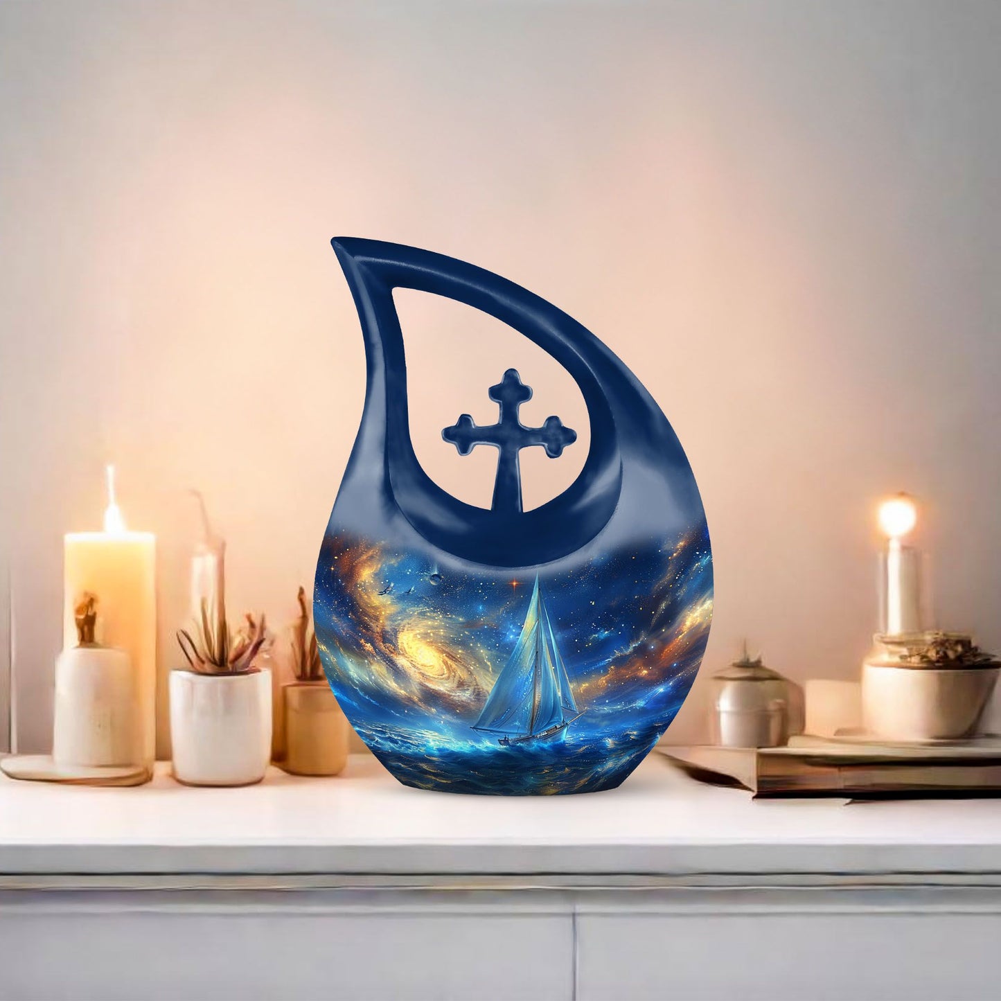 10-inch Pink Sail Boat Urn 