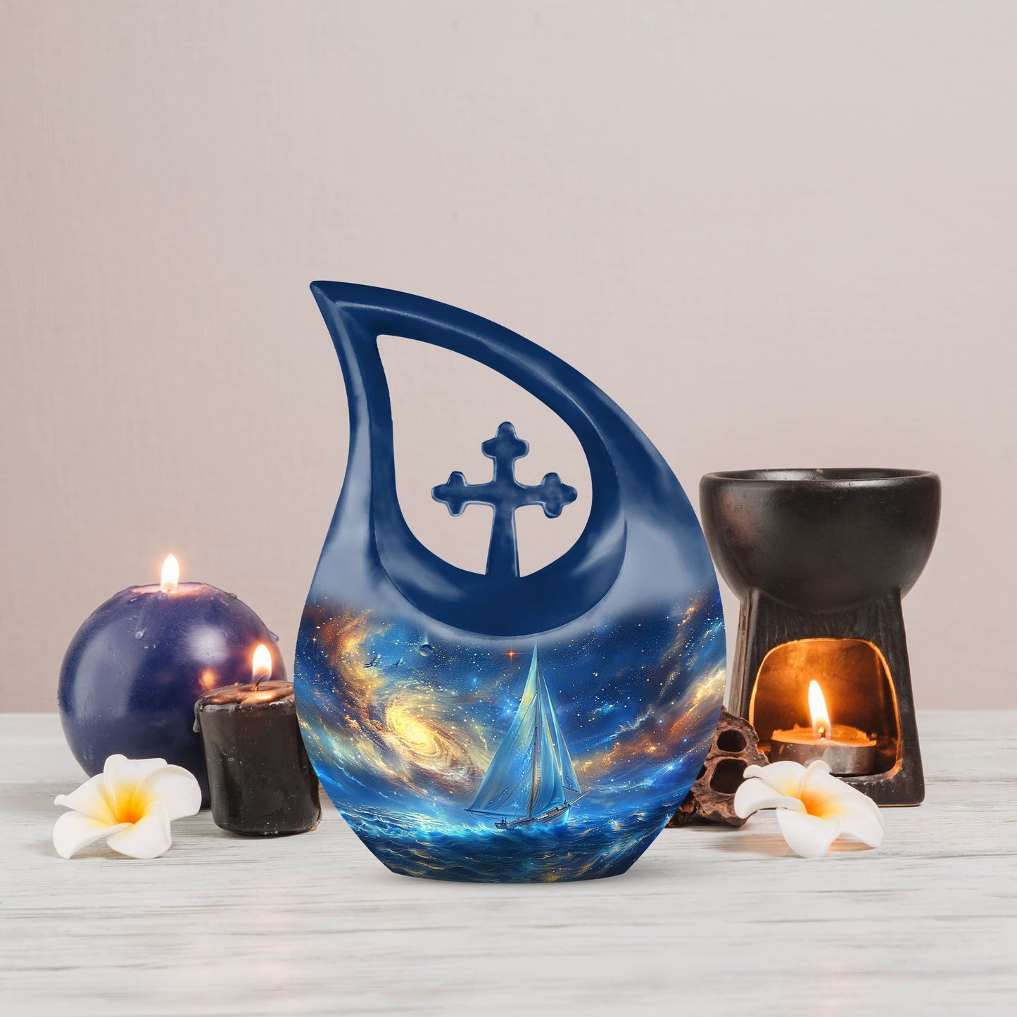 10-inch Pink Sail Boat Urn 
