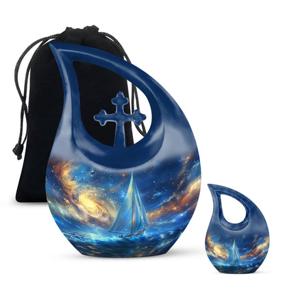 Personalized Ocean Cremation Urn for Adult - 10-inch, 200 cu in - Yatskia