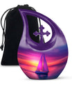 Sail Boat Memorial Urn - Purple Burial Urns For Adult Human Ashes