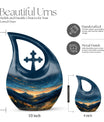 Affordable 10-inch Starry Night Urn with Cross Drop design