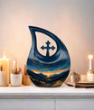 Affordable 10-inch Starry Night Urn with Cross Drop design