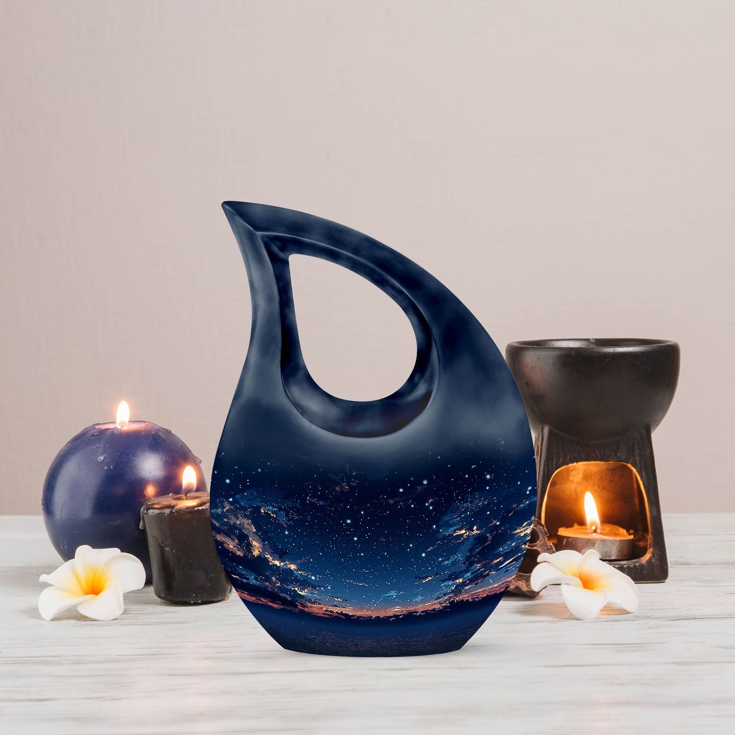 Personalized Starry Night Cremation Urn for Human Ashes - 10-inch, 200 cu in - Yatskia