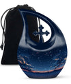 10-inch Starry Night Memorial Urn with Cross Drop design,