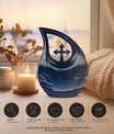 10-inch Starry Night Memorial Urn with Cross Drop design,