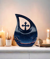 10-inch Starry Night Memorial Urn with Cross Drop design,