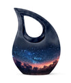 Starry Night Urn - 10 Inch Aluminium Small Cremation Urn For Ashes