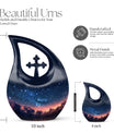 10-inch Starry Night Urn with Cross Drop design,