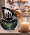 10-inch Starry Night Urn with Cross Drop design