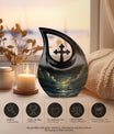 10-inch Starry Night Urn with Cross Drop design