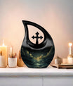 10-inch Starry Night Urn with Cross Drop design