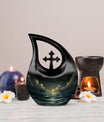 10-inch Starry Night Urn with Cross Drop design