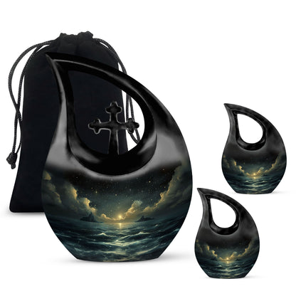 10-inch Starry Night Urn with Cross Drop design
