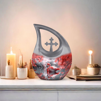 10-inch Flamingo Cross Drop Urn