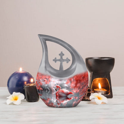 10-inch Flamingo Cross Drop Urn