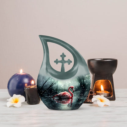 Flamingo themed, 10-inch Cross Drop design