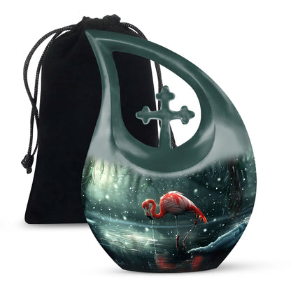 Cross Drop Flamingo Urn, 10 Inch