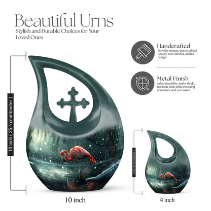 Cross Drop Flamingo Urn, 10 Inch