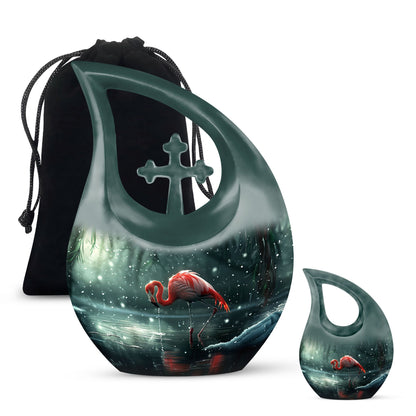 Cross Drop Flamingo Urn, 10 Inch