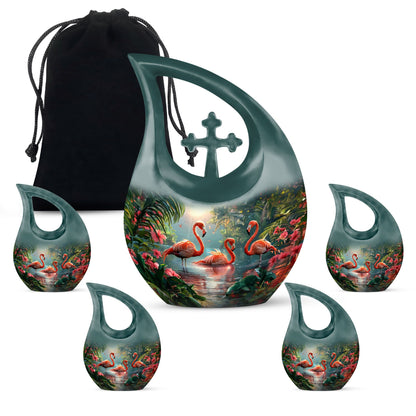 Flamingo-themed Cross Drop design large urn 