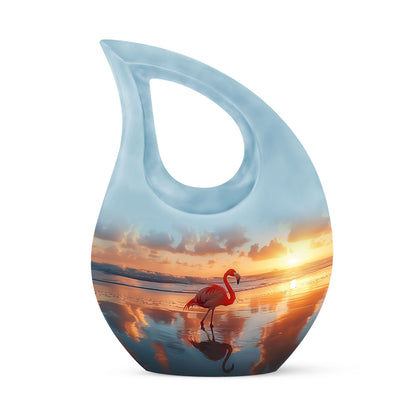 10-inch Flamingo Urn with Cross Drop Design
