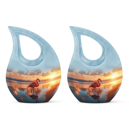 10-inch Flamingo Urn with Cross Drop Design