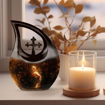 10-inch Flamingo-themed Cross Drop memorial urn 
