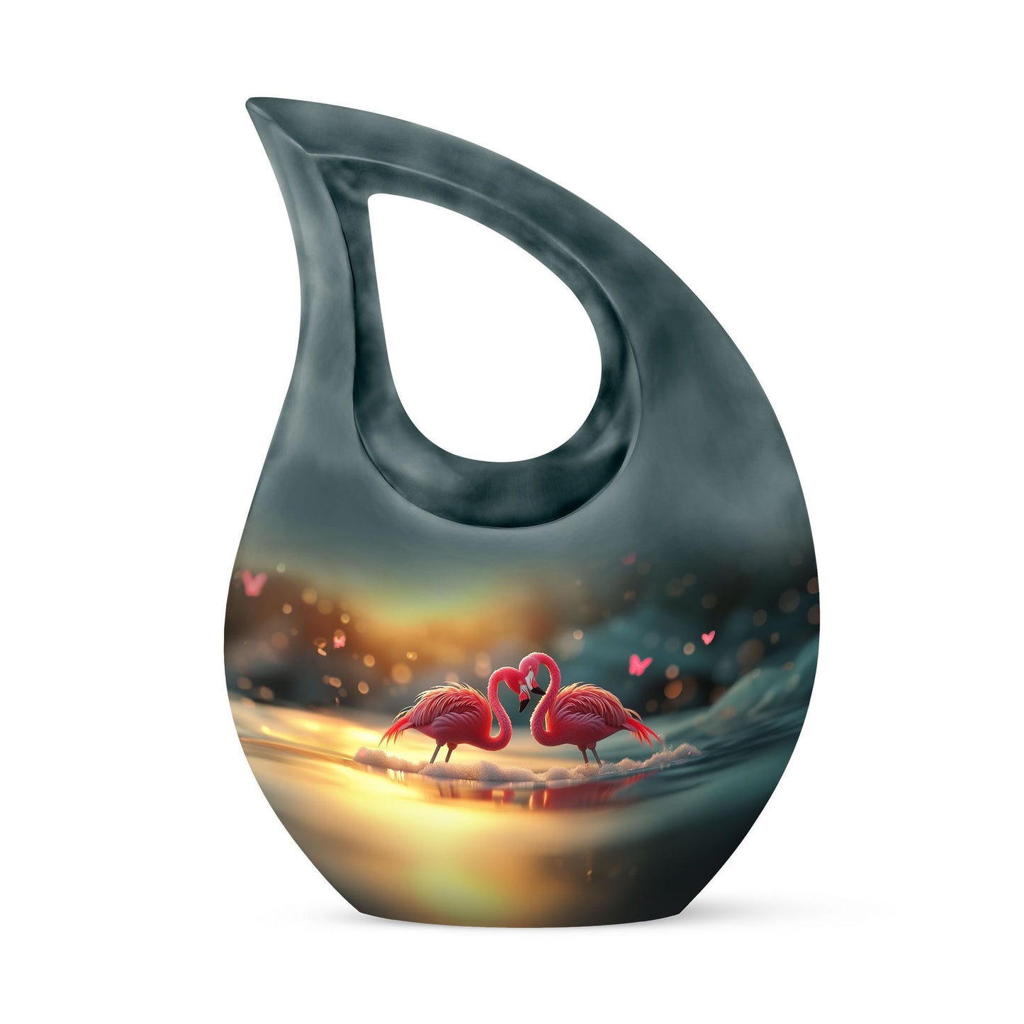 Flamingo-themed 10-inch Cross Drop Cremation Urn