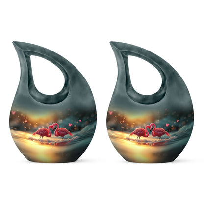 Flamingo-themed 10-inch Cross Drop Cremation Urn